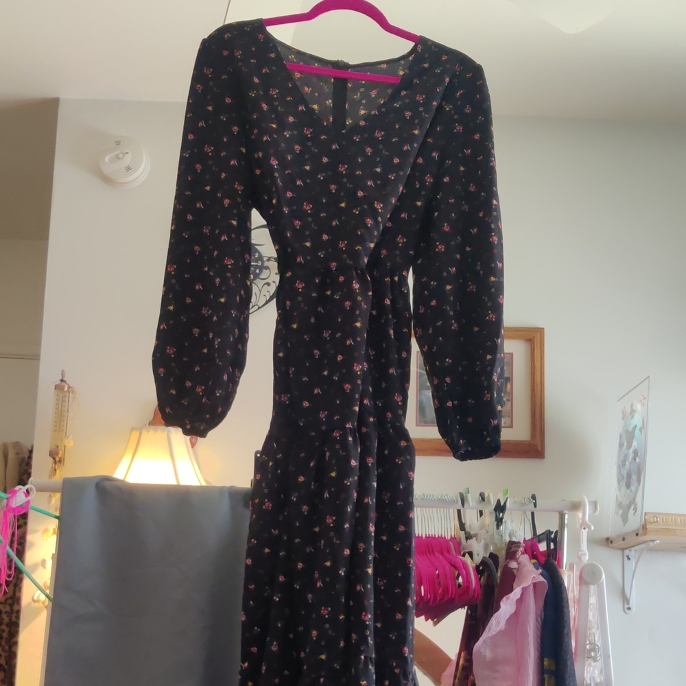 Floral Black Dress